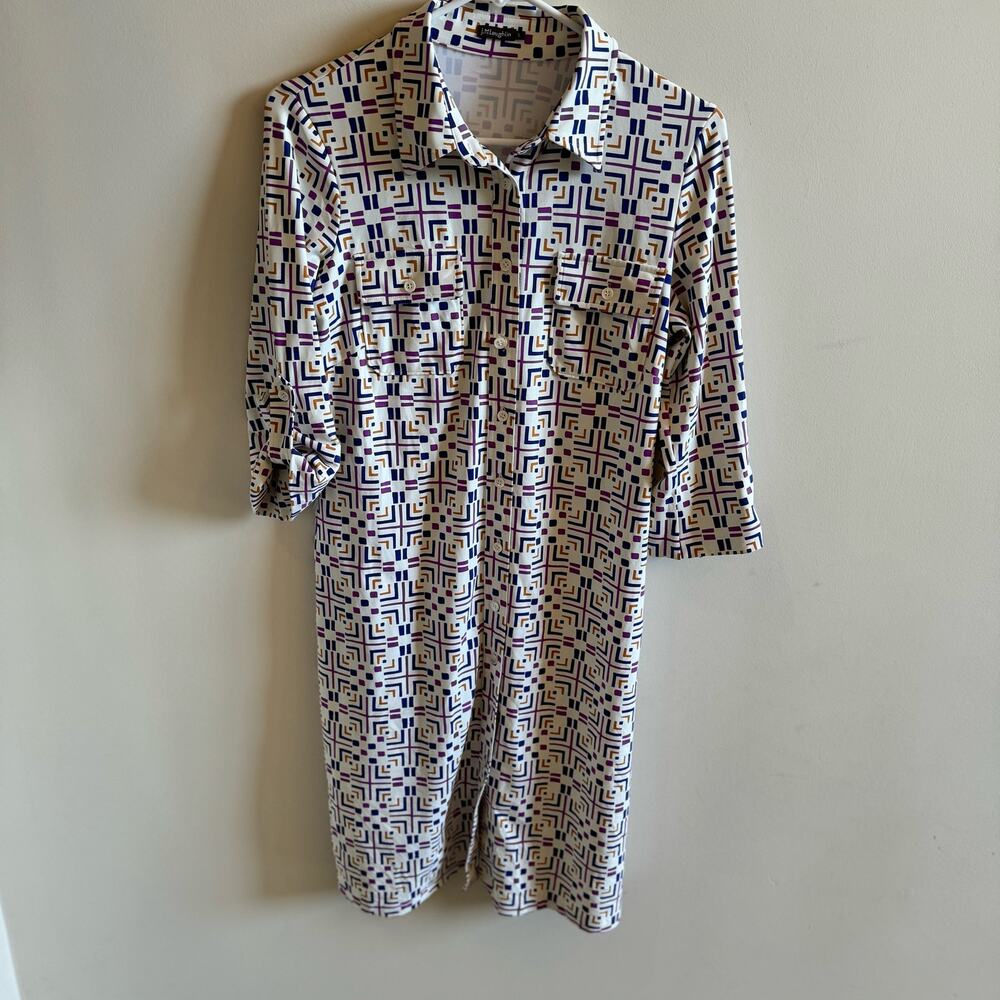 J. McLaughlin Catalina Cloth Shirt Dress Women’s Small Abstract Purple Button Up
